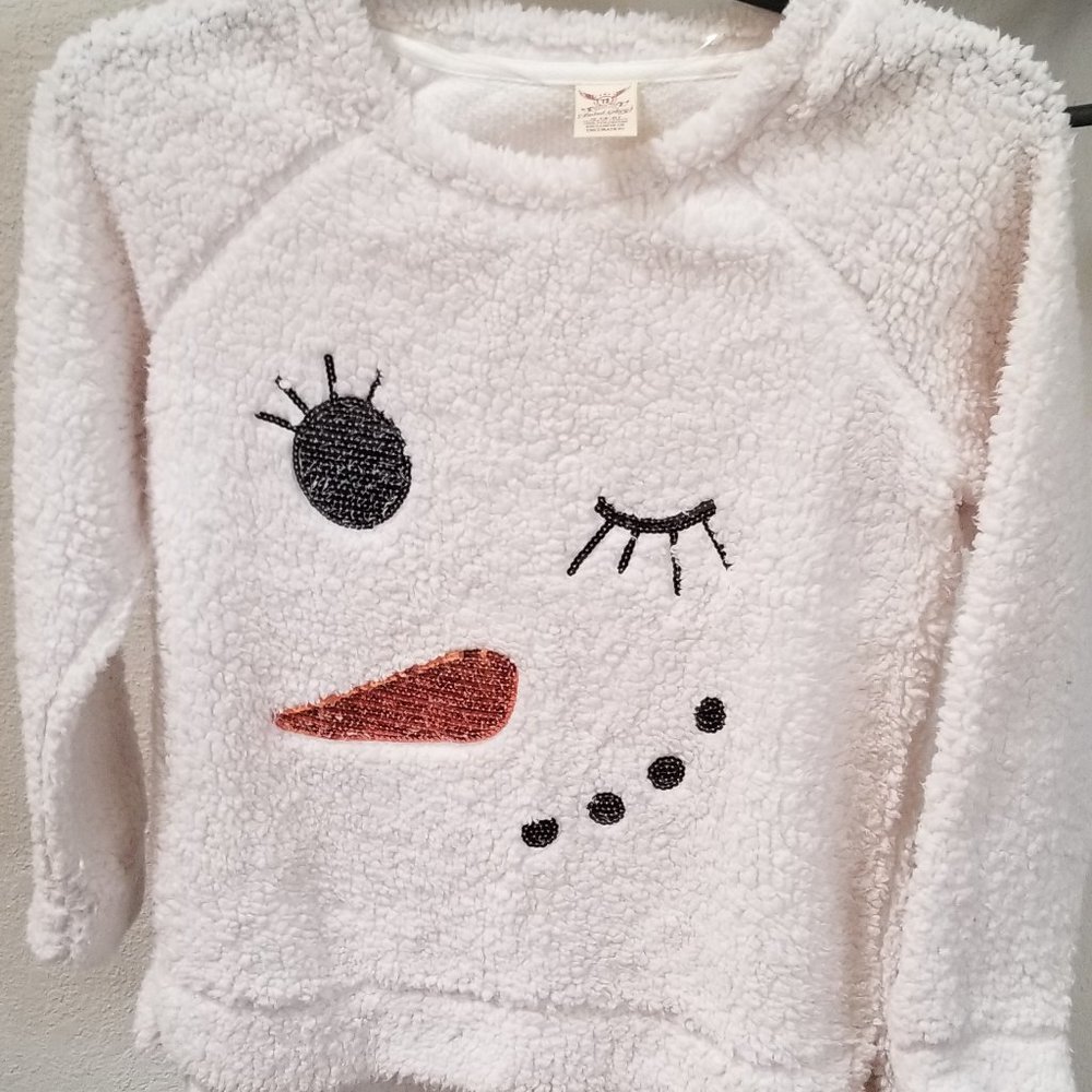 Fleece Snowman Face Sweater, size small (4-6)